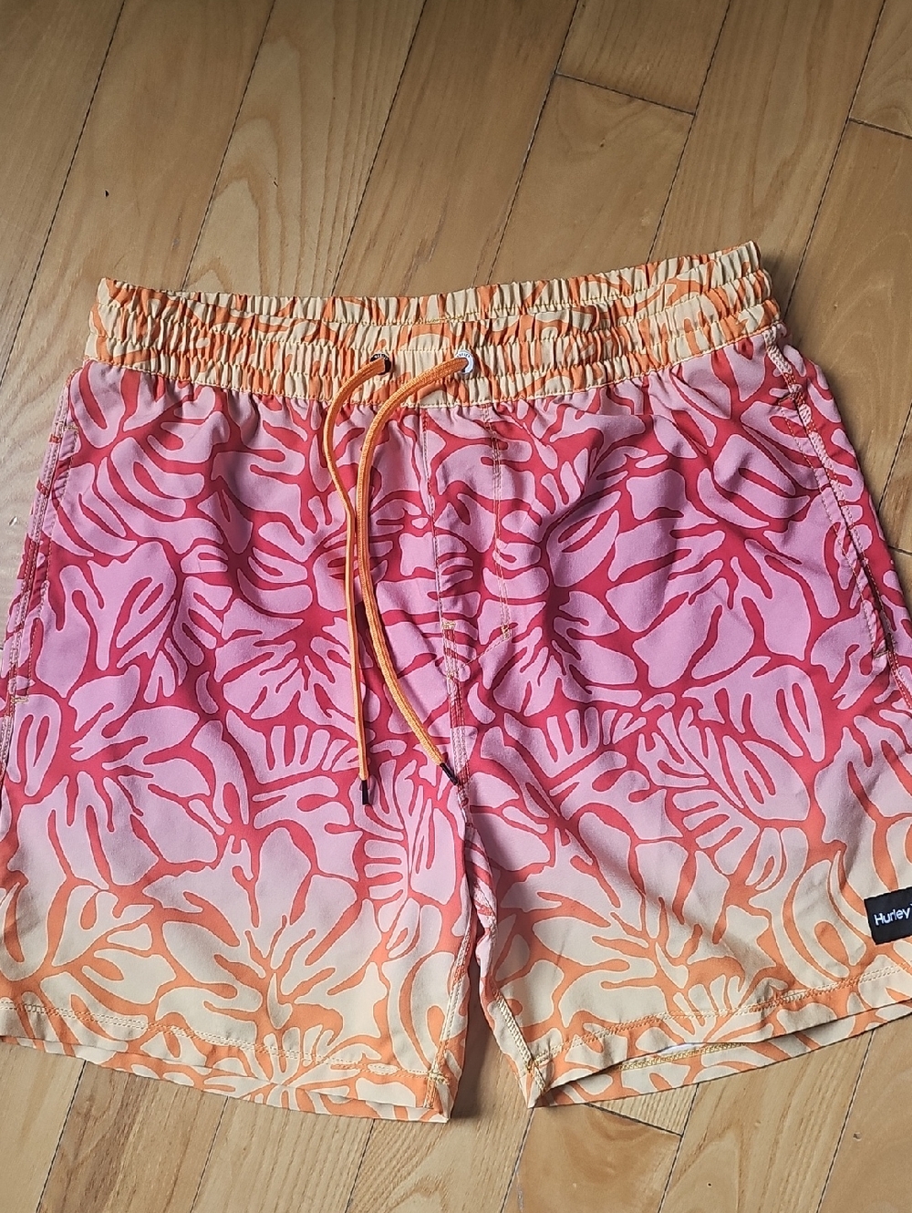 Hurley Pink & Orange Floral Print Bermuda Shorts